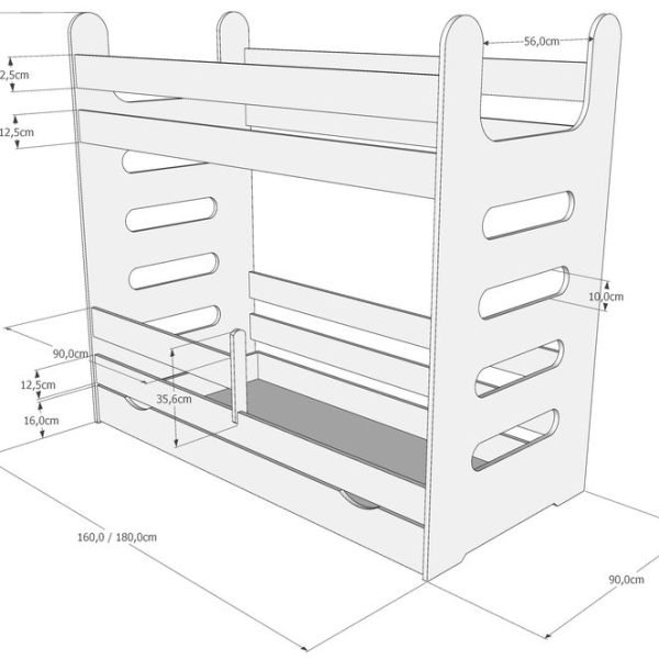 Just Baby Παιδική Κουκέτα Stairs Με Συρτάρι 80×180 Φυσικό