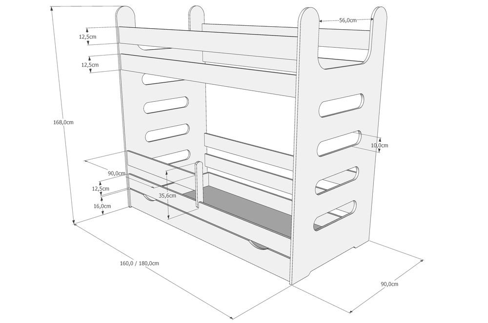 Just Baby Παιδική Κουκέτα Stairs Με Συρτάρι 80×180 Μπλε Just Baby Παιδική Κουκέτα Stairs Με Συρτάρι 80×180 Μπλε