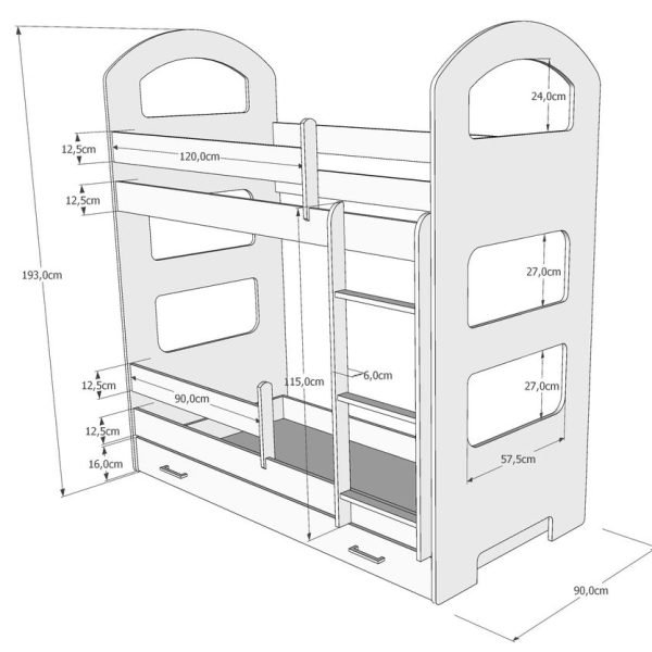 Just Baby Παιδική Κουκέτα Curve Με Συρτάρι 80×180 Μπλε