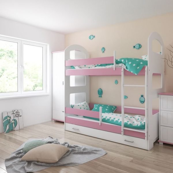 Just Baby Παιδική Κουκέτα Curve Με Συρτάρι 80×180 Ροζ