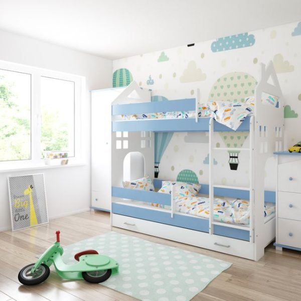 Just Baby Παιδική Κουκέτα Castle Με Συρτάρι 80×180 Μπλε