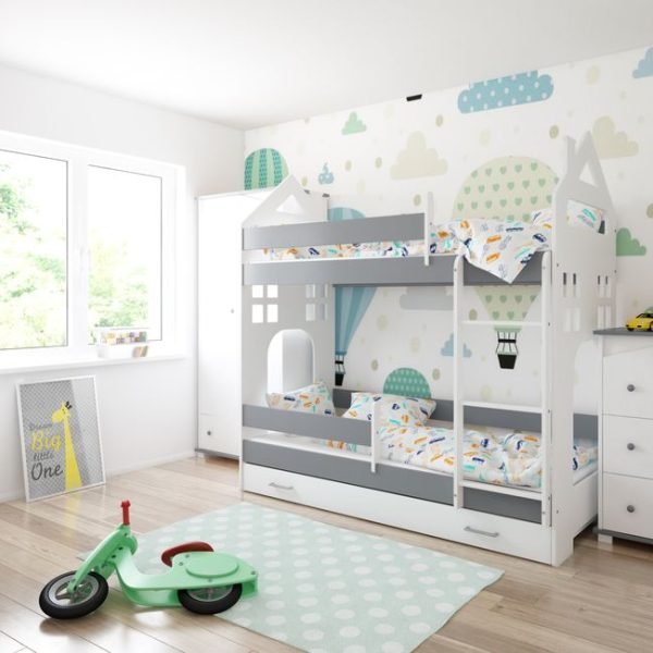 Just Baby Παιδική Κουκέτα Castle Με Συρτάρι 80×180 Γκρι