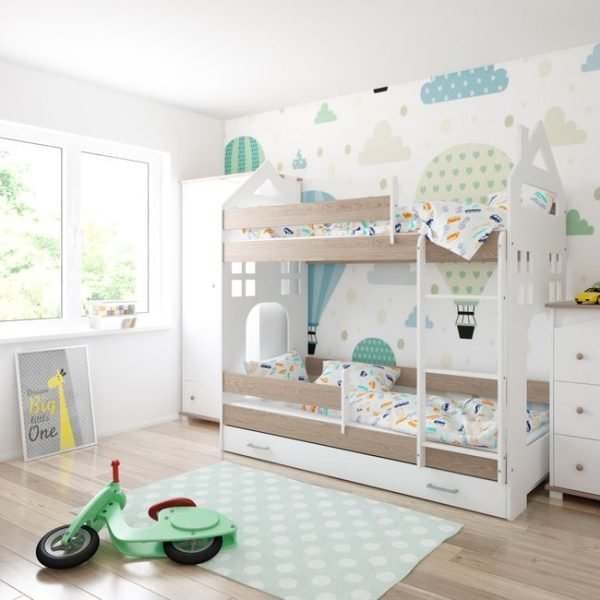 Just Baby Παιδική Κουκέτα Castle Με Συρτάρι 80×180 Φυσικό