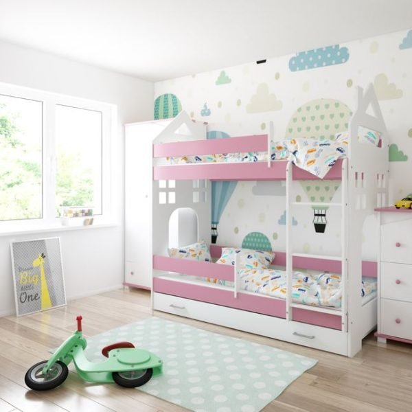 Just Baby Παιδική Κουκέτα Castle Με Συρτάρι 80×180 Ροζ