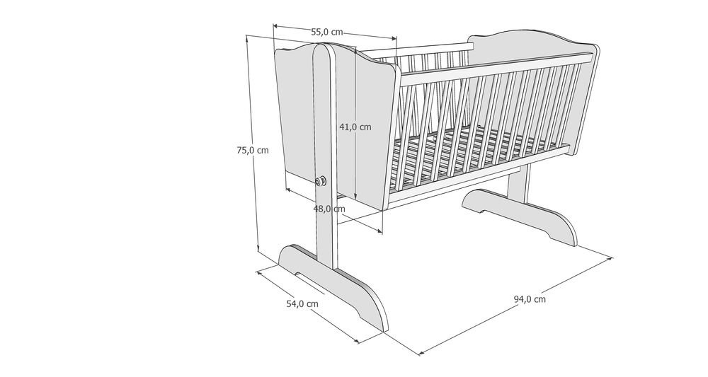 Just Baby Βρεφικό Ξύλινο Λίκνο Γκρι Just Baby Βρεφικό Ξύλινο Λίκνο Γκρι