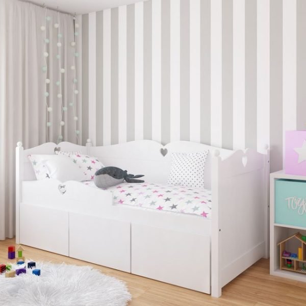 Just Baby Προεφηβικό Παιδικό Κρεβάτι BOX HERZ Με 3 Συρτάρια Λευκό