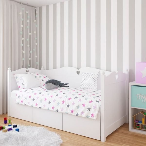 Just Baby Προεφηβικό Παιδικό Κρεβάτι BOX HERZ Με 3 Συρτάρια Λευκό