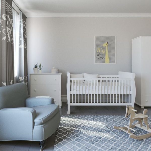 Just Baby Προεφηβικό Κρεβάτι Ammy Λευκό Με Συρτάρι & Αλλαξιέρα