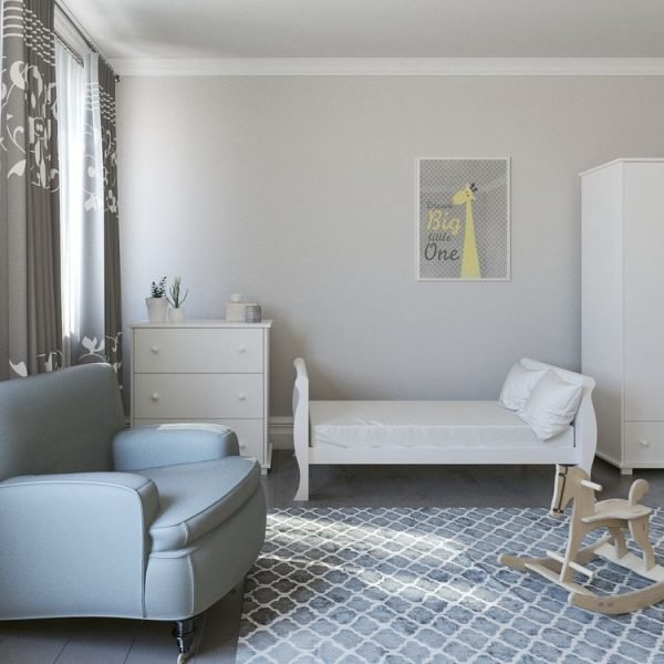 Just Baby Προεφηβικό Κρεβάτι Ammy Λευκό Με Συρτάρι & Αλλαξιέρα